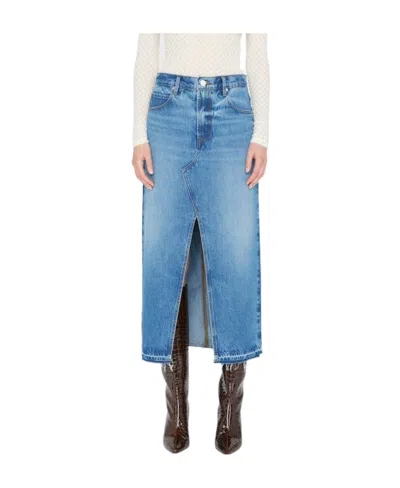 FRAME FRAME FRONT SLIT DENIM SKIRT