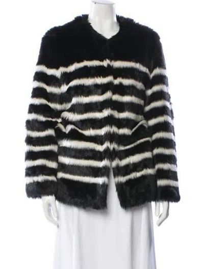 Pre-owned Frame Fur Striped Jacket In Black