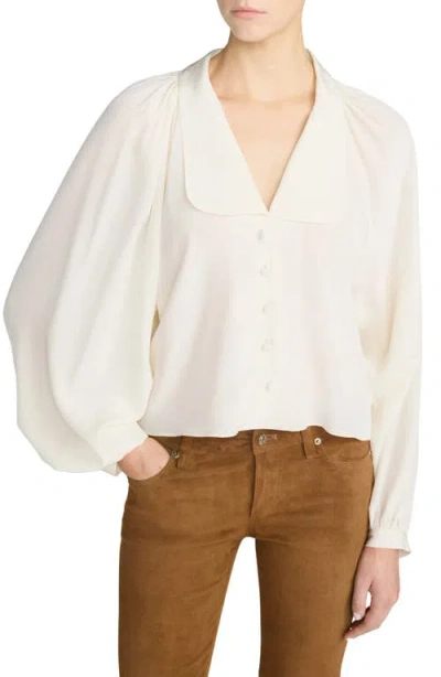 Frame Gala Silk Shirt With Balloon Sleeves In Neutral
