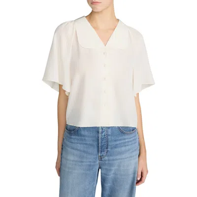 Frame Gala Silk Short Sleeve Shirt In Neutral