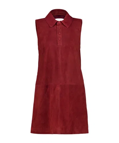Frame Garnet Suede City Shift Mini Dress In Red