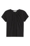 Frame Gathered Cotton Blend T-shirt In Black