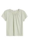 Frame Gathered Cotton Blend T-shirt In Soft Mint