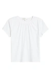 Frame Gathered Cotton Blend T-shirt In White