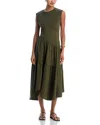 Frame Ribbed-knit Midi Dress In Forest Green