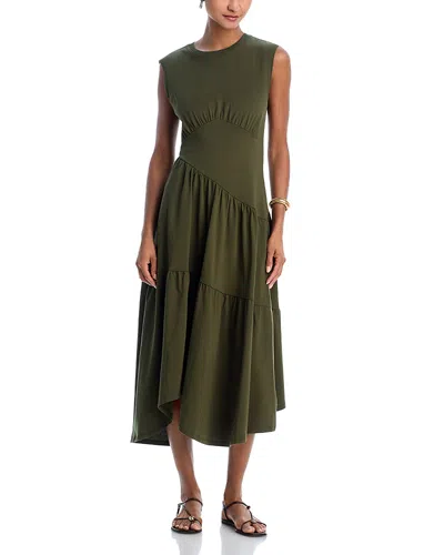 Frame Gathered Seam Knit Dress In Fatigue