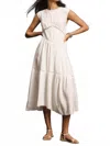 Frame Gathered Seam Lace-inset Linen Midi Dress In White In White