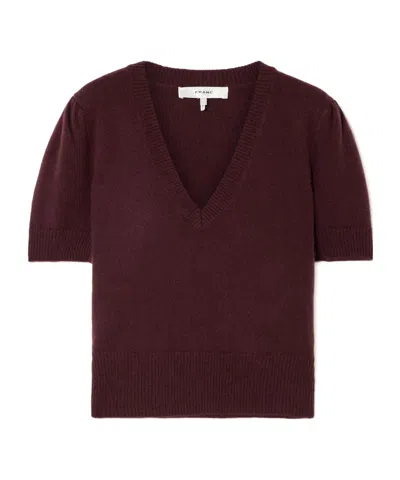 Frame Gathered Short Sleeve Sweater In Brown