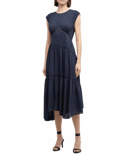 Frame Gathered Tier Hem Dress In Eugenia In Blue