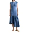 Frame Gathered Tier Hem Dress Eugenia Denim In Multi