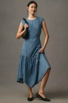 Frame Gathered Tier Hem Dress Eugenia Denim In Blue
