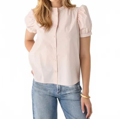 Frame The Gathered Cotton-poplin Top In Pink