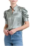Frame Womens Sage Gillian Puffed-sleeve Silk Top In Multi
