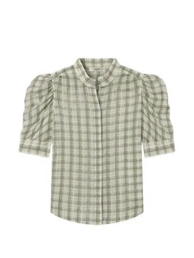 Frame Gillian Checked Puff-sleeve Top In Multi