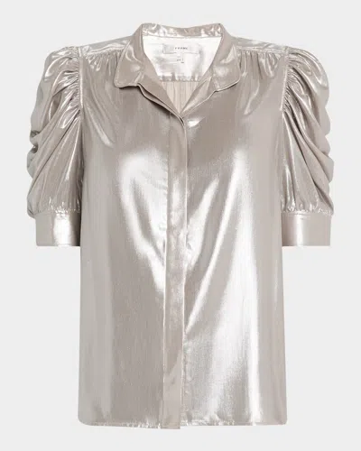Frame Gillian Metallic Lurex Top In White
