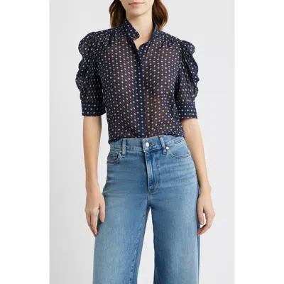 Frame Gillian Print Silk Button-up Shirt In Navy Multi