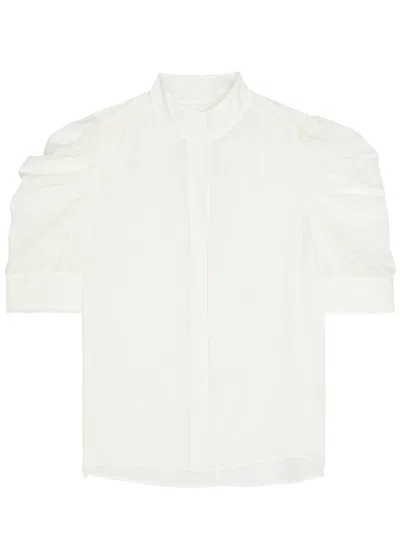 Frame Gillian Puff-sleeve Silk-chiffon Blouse In Off White