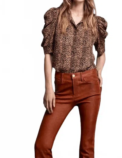 Frame Gillian Puff Sleeve Top In Sand Multi