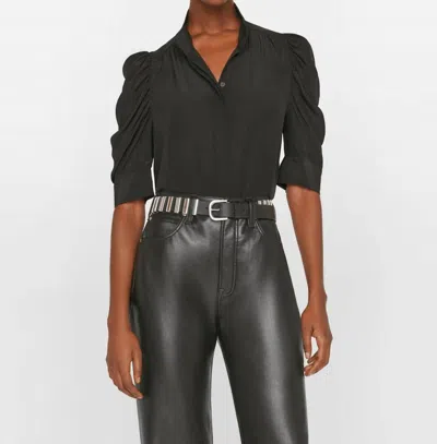 FRAME GILLIAN PUFF SLEEVES TOP IN NOIR