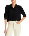 Frame Gillian Puffed Shoulder Blouse In Black