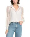 Frame Denim Gillian Silk-blend Top In Silver