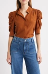 Frame Gillian Silk Button-up Shirt In Brown