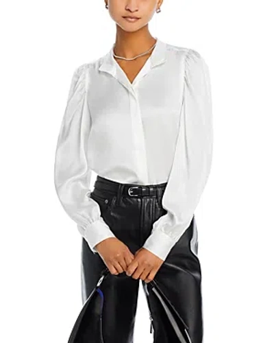 Frame Gillian Silk Long Sleeved Blouse In Off White