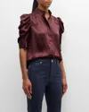 Frame Gillian Hemd Aus Seidensatin In Wine