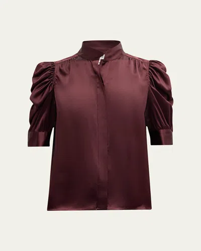 FRAME GILLIAN SILK RUCHED SLEEVE TOP