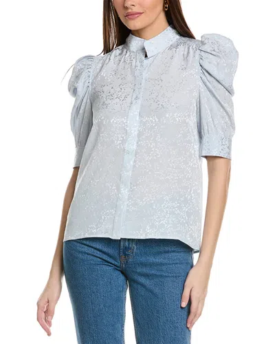 Frame Gillian Silk Top In Blue