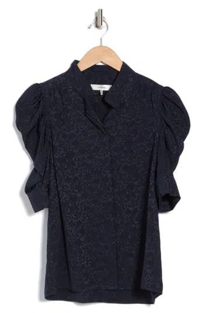 Frame Gillian Silk Top In Navy