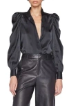 Frame Gillian Silk Top In Noir