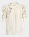 Frame Womens Creamgillian Striped-print Silk Top In Cream Multi