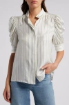 Frame Womens Creamgillian Striped-print Silk Top In Cream Multi