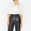 Frame 'gillian' Puff Sleeve Poplin Top In White