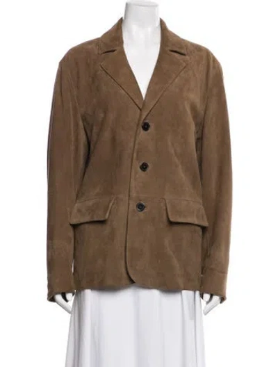 Pre-owned Frame Goat Leather Blazer In Brown
