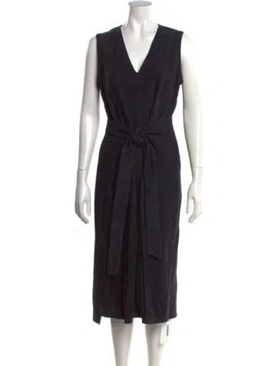 Pre-owned Frame Goat Leather Midi Length Dress In Black
