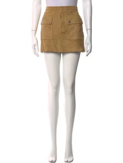 Pre-owned Frame Goat Leather Mini Skirt W/ Tags In Brown