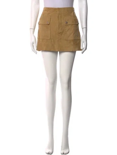 Pre-owned Frame Goat Leather Mini Skirt W/ Tags In Brown/neutrals