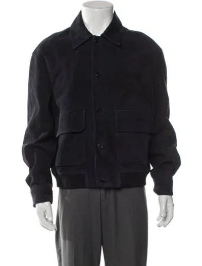 Pre-owned Frame Goat Leather Trucker Jacket In Gray