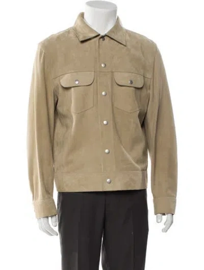Pre-owned Frame Goat Leather Trucker Jacket In Neutral