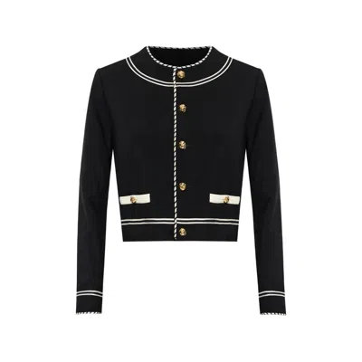 Frame Gold-button Cropped Blazer In Black