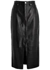 Frame Panelled Leather Midi Skirt In Black