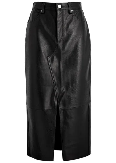 FRAME FRAME GRAINED LEATHER MIDI SKIRT
