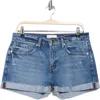 Frame Grand Garcon Cuffed Denim Shorts In Blue