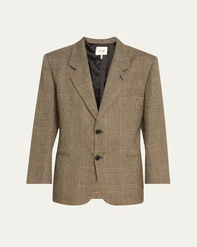 Frame Grandfather Check Blazer In Brown Multi