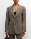 Frame Grandfather Check Blazer In Brown Multi