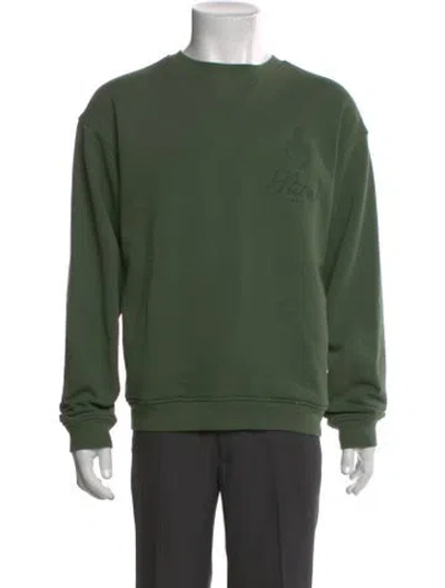 Pre-owned Frame Graphic Print Crew Neck Pullover In Green