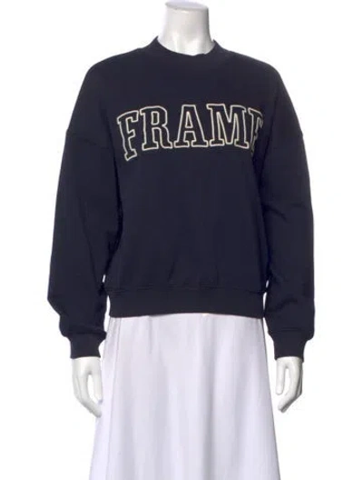 Pre-owned Frame Graphic Print Crew Neck Sweatshirt In Blue