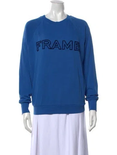 Pre-owned Frame Graphic Print Crew Neck Sweatshirt In Blue
